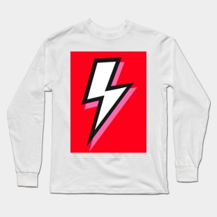 White, Black and Pink Lightning with Red Background Long Sleeve T-Shirt